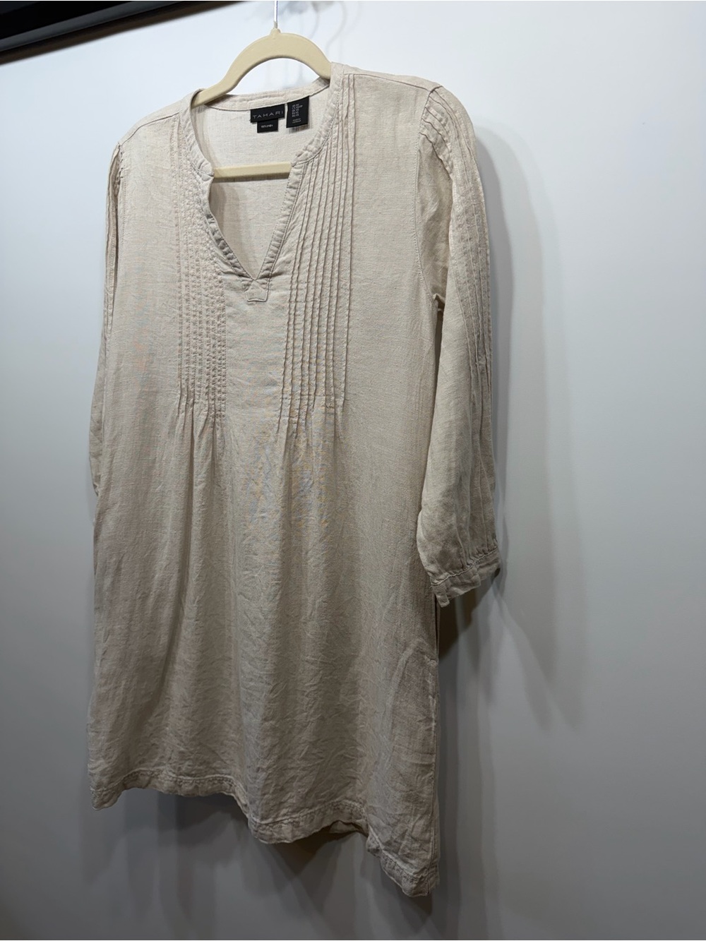 Tahari 100% Linen Cream Lightweight Tunic Size XS - Picture 3 of 10